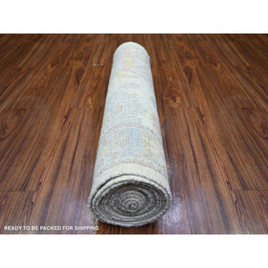2'10"x16' Beige Color, Afghan Angora Oushak with Soft Colors Natural Dyes, Soft Wool Hand Knotted, Runner Oriental Rug FWR443124