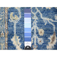 Load image into Gallery viewer, 2&#39;7&quot;x9&#39;7&quot; Sapphire Blue, Afghan Angora Oushak with Pop Of Colors Natural Dyes, Pure Wool Hand Knotted, Runner Oriental Rug FWR443136