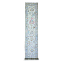 Load image into Gallery viewer, 2&#39;9&quot;x15&#39;10&quot; Beige, 100% Wool Hand Knotted, Afghan Angora Oushak with Soft Colors Natural Dyes, Runner Oriental Rug FWR443160