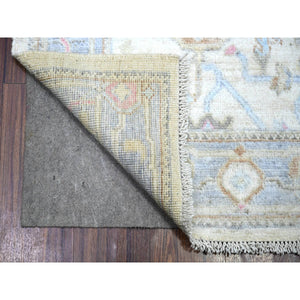 2'9"x15'10" Beige, 100% Wool Hand Knotted, Afghan Angora Oushak with Soft Colors Natural Dyes, Runner Oriental Rug FWR443160