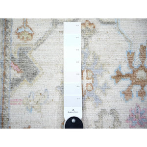 2'9"x15'10" Beige, 100% Wool Hand Knotted, Afghan Angora Oushak with Soft Colors Natural Dyes, Runner Oriental Rug FWR443160