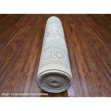 Load image into Gallery viewer, 2&#39;9&quot;x15&#39;10&quot; Beige, 100% Wool Hand Knotted, Afghan Angora Oushak with Soft Colors Natural Dyes, Runner Oriental Rug FWR443160