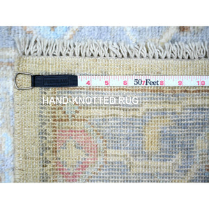 2'9"x15'10" Beige, 100% Wool Hand Knotted, Afghan Angora Oushak with Soft Colors Natural Dyes, Runner Oriental Rug FWR443160