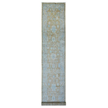 Load image into Gallery viewer, 2&#39;7&quot;x15&#39; Tan Color, Soft Wool Hand Knotted, Afghan Angora Oushak with Soft Colors Natural Dyes, Runner Oriental Rug FWR443196
