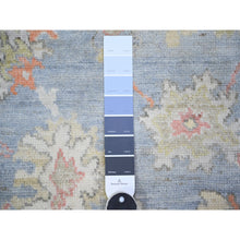 Load image into Gallery viewer, 3&#39;2&quot;x11&#39;9&quot; Steel Blue, Hand Knotted Extra Soft Wool, Afghan Angora Oushak with Natural Dyes, Runner Oriental Rug FWR443202