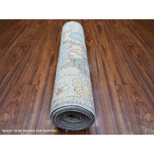 Load image into Gallery viewer, 2&#39;8&quot;x11&#39;5&quot; Davy&#39;s Gray, Afghan Angora Oushak with Colorful Patterns, Natural Dyes, 100% Wool, Hand Knotted, Runner Oriental Rug FWR443256