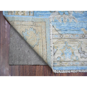 2'9"x9'9" Berry Blue, Afghan Angora Oushak With Faded Colors, Natural Dyes, Soft Wool, Hand Knotted, Runner Oriental Rug FWR443268