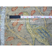 Load image into Gallery viewer, 10&#39;x10&#39; Cadet Grey, Natural Dyes, Extra Soft Wool, Hand Knotted, Afghan Peshawar with Birds of Paradise, Oriental Rug FWR443556