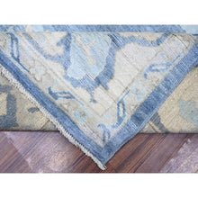 Load image into Gallery viewer, 10&#39;4&quot;x13&#39;8&quot; Air Superiority Blue, Hand Knotted Afghan Angora Oushak with Large Motifs, Vegetable Dyes 100% Wool, Oriental Rug FWR443616