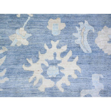 Load image into Gallery viewer, 10&#39;4&quot;x13&#39;8&quot; Air Superiority Blue, Hand Knotted Afghan Angora Oushak with Large Motifs, Vegetable Dyes 100% Wool, Oriental Rug FWR443616