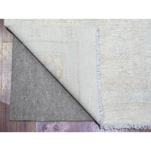 2'7"x11'3" White Wash Peshawar with Faded Colors Vegetable Dyes, 100% Wool Hand Knotted, Runner Oriental Rug FWR443664