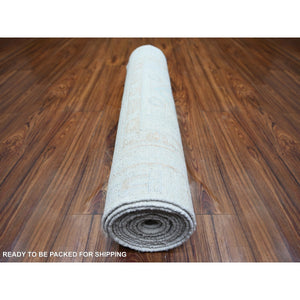 2'7"x11'3" White Wash Peshawar with Faded Colors Vegetable Dyes, 100% Wool Hand Knotted, Runner Oriental Rug FWR443664