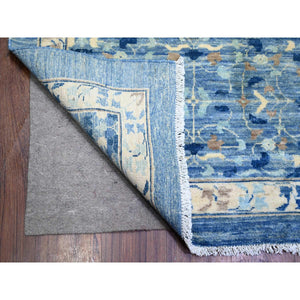 11'9"x14'4" Steel Blue, Natural Dyes Finer Peshawar with Mamluk Design, Soft Wool Hand Knotted, Oversized Oriental Rug FWR443724