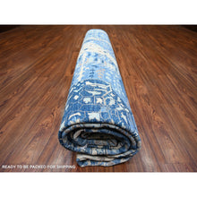 Load image into Gallery viewer, 11&#39;9&quot;x14&#39;4&quot; Steel Blue, Natural Dyes Finer Peshawar with Mamluk Design, Soft Wool Hand Knotted, Oversized Oriental Rug FWR443724