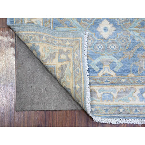 2'8"x9'6" Beau Blue, Natural Dyes Finer Peshawar with Faded Colors, Extra Soft Wool Hand Knotted, Runner Oriental Rug FWR443778