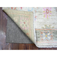 Load image into Gallery viewer, 3&#39;6&quot;x4&#39;10&quot; Cloud Gray, Afghan Angora Oushak with Colorful Motifs, Natural Dyes, 100% Wool, Hand Knotted, Oriental Rug FWR443856