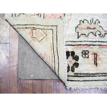 Load image into Gallery viewer, 4&#39;2&quot;x11&#39;8&quot; Spring Gray, Soft Wool, Hand Knotted, Afghan Angora Oushak with Colorful Pattern, Natural Dyes, Runner Oriental Rug FWR443892
