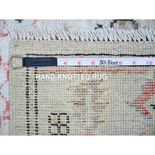 Load image into Gallery viewer, 4&#39;2&quot;x11&#39;8&quot; Spring Gray, Soft Wool, Hand Knotted, Afghan Angora Oushak with Colorful Pattern, Natural Dyes, Runner Oriental Rug FWR443892