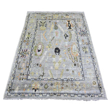 Load image into Gallery viewer, 4&#39;2&quot;x5&#39;8&quot; Spanish Gray, Extra Soft Wool, Hand Knotted, Afghan Angora Oushak with Soft Colors, Natural Dyes, Oriental Rug FWR443946