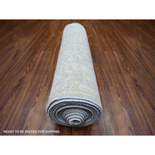 Load image into Gallery viewer, 2&#39;8&quot;x19&#39;2&quot; Ash Gray, Natural Dyes, 100% Wool, Hand Knotted, Afghan Angora Oushak with Faded Colors, XL Runner Oriental Rug FWR443952