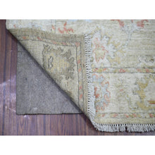 Load image into Gallery viewer, 3&#39;x16&#39; Moss Green, Afghan Angora Oushak with Soft Colors, Natural Dyes, Pure Wool, Hand Knotted, XL Runner Oriental Rug FWR443958