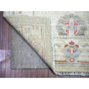 2'9"x19'8" Olive Gray, Afghan Angora Oushak with Soft Colors, Natural Dyes, Extra Soft Wool, Hand Knotted, XL Runner Oriental Rug FWR443994