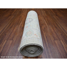 Load image into Gallery viewer, 2&#39;9&quot;x19&#39;8&quot; Olive Gray, Afghan Angora Oushak with Soft Colors, Natural Dyes, Extra Soft Wool, Hand Knotted, XL Runner Oriental Rug FWR443994
