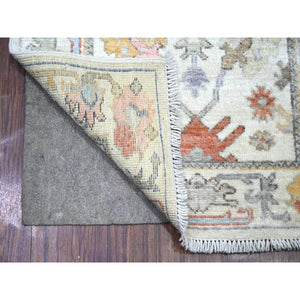 2'6"x19'2" Platinum Gray, Afghan Angora Oushak with Soft Colors, Natural Dyes, Pure Wool, Hand Knotted, XL Runner, Oriental Rug FWR444006