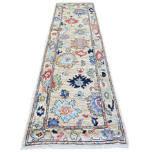 Load image into Gallery viewer, 3&#39;2&quot;x11&#39;6&quot; Baked Bread Brown, Afghan Angora Oushak with Colorful Motifs Natural Dyes, Pure Wool Hand Knotted, Runner Oriental Rug FWR444030