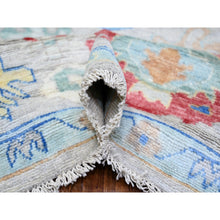 Load image into Gallery viewer, 8&#39;4&quot;x9&#39;8&quot; Cloud Gray, Natural Dyes Soft Wool, Hand Knotted Afghan Angora Oushak with Colorful Motifs, Oriental Rug FWR444132