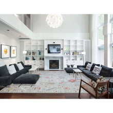 Load image into Gallery viewer, 11&#39;9&quot;x14&#39; Steel Gray, Pure Wool Hand Knotted, Afghan Angora Oushak with All Over Pattern Natural Dyes, Squarish Oriental Rug FWR444246
