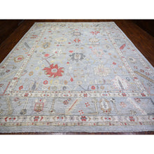 Load image into Gallery viewer, 11&#39;9&quot;x14&#39; Steel Gray, Pure Wool Hand Knotted, Afghan Angora Oushak with All Over Pattern Natural Dyes, Squarish Oriental Rug FWR444246