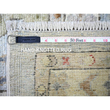 Load image into Gallery viewer, 11&#39;9&quot;x14&#39; Steel Gray, Pure Wool Hand Knotted, Afghan Angora Oushak with All Over Pattern Natural Dyes, Squarish Oriental Rug FWR444246