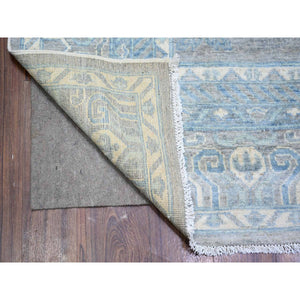 8'10"x11'9" Cloud Gray, Stone Washed Peshawar with Pomegranate Garden Khotan Design Vegetable Dyes, Soft Wool Hand Knotted, Oriental Rug FWR444276