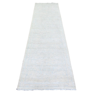 2'8"x9'7" White Wash Peshawar with Faded Colors Vegetable Dyes, Soft Wool Hand Knotted, Oriental Rug FWR444324
