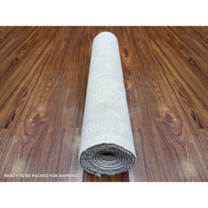 2'8"x9'7" White Wash Peshawar with Faded Colors Vegetable Dyes, Soft Wool Hand Knotted, Oriental Rug FWR444324