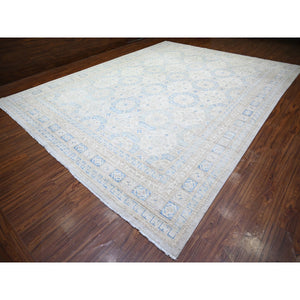 12'x15'5" White Wash Peshawar with Khotan Design, Natural Dyes, Extra Soft Wool Hand Knotted, Oriental Oversized Rug FWR444330