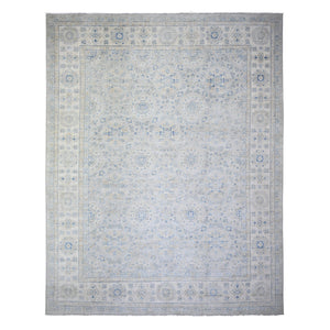 11'9"x14'8" Ivory, White Wash Peshawar with All Over Pattern Vegetable Dyes, 100% Wool Hand Knotted, Oversized Oriental Rug FWR444336