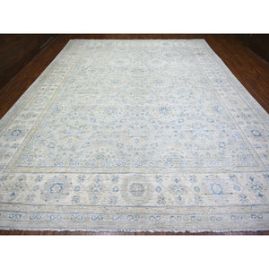 11'9"x14'8" Ivory, White Wash Peshawar with All Over Pattern Vegetable Dyes, 100% Wool Hand Knotted, Oversized Oriental Rug FWR444336