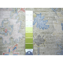 Load image into Gallery viewer, 3&#39;x17&#39;7&quot; Goose Gray, Hand Knotted Afghan Angora Oushak with Soft Color Leaf Design, Organic Wool, Natural Dyes, Oriental XL Runner Rug FWR444594