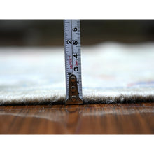 Load image into Gallery viewer, 3&#39;x17&#39;7&quot; Goose Gray, Hand Knotted Afghan Angora Oushak with Soft Color Leaf Design, Organic Wool, Natural Dyes, Oriental XL Runner Rug FWR444594