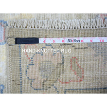 Load image into Gallery viewer, 3&#39;x17&#39;7&quot; Goose Gray, Hand Knotted Afghan Angora Oushak with Soft Color Leaf Design, Organic Wool, Natural Dyes, Oriental XL Runner Rug FWR444594
