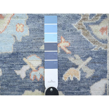 Load image into Gallery viewer, 2&#39;10&quot;x11&#39;10&quot; Aegean Blue, Afghan Angora Oushak with Large Leaf Design, Pure Wool, Natural Dyes, Hand Knotted Runner Oriental Rug FWR444648