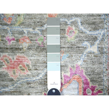 Load image into Gallery viewer, 2&#39;8&quot;x11&#39;9&quot; Battleship Gray, Afghan Angora Oushak with Large Leaf Design, Hand Knotted Pure Wool, Natural Dyes Oriental Runner Rug FWR444666