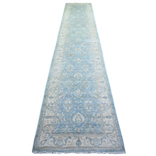 Load image into Gallery viewer, 2&#39;8&quot;x15&#39;2&quot; Ruddy Blue, Finer Peshawar with All Over Design, Natural Dyes, Pure Wool, Hand Knotted, XL Runner Oriental Rug FWR444798