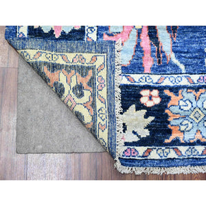 6'x6' Sapphire Blue, Natural Dyes Afghan Angora Oushak with Pop Of Colors, 100% Wool Hand Knotted, Square Oriental Rug FWR444816