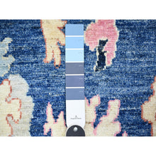 Load image into Gallery viewer, 6&#39;x6&#39; Sapphire Blue, Natural Dyes Afghan Angora Oushak with Pop Of Colors, 100% Wool Hand Knotted, Square Oriental Rug FWR444816