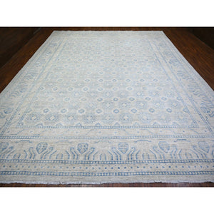 11'9"x14'5" Gray, Stone Washed Peshawar with All Over Medallions Natural Dyes, Extra Soft Wool, Hand Knotted, Oversized Oriental Rug FWR444882