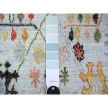 Load image into Gallery viewer, 4&#39;1&quot;x10&#39; Sky Blue, Natural Dyes Afghan Angora Oushak with Colorful Pattern, 100% Wool Hand Knotted, Runner Oriental Rug FWR444984