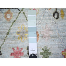 Load image into Gallery viewer, 2&#39;10&quot;x11&#39;6&quot; Sky Blue, Afghan Angora Oushak with Colorful Pattern Natural Dyes, Pure Wool Hand Knotted, Runner Oriental Rug FWR445014